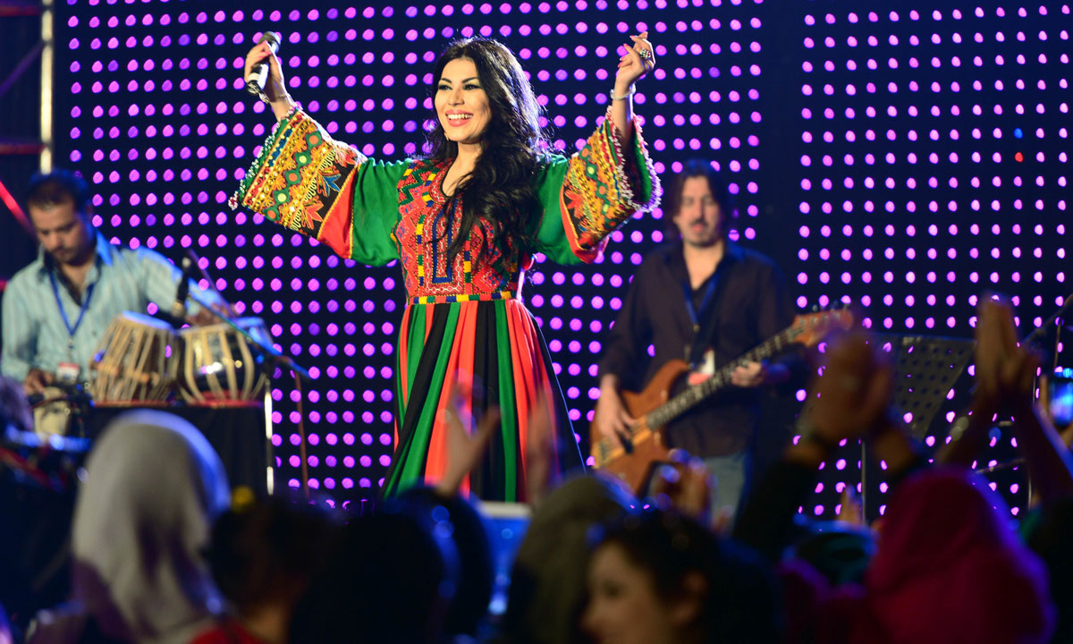 Afghan singer Aryana Sayeed performs during the concert